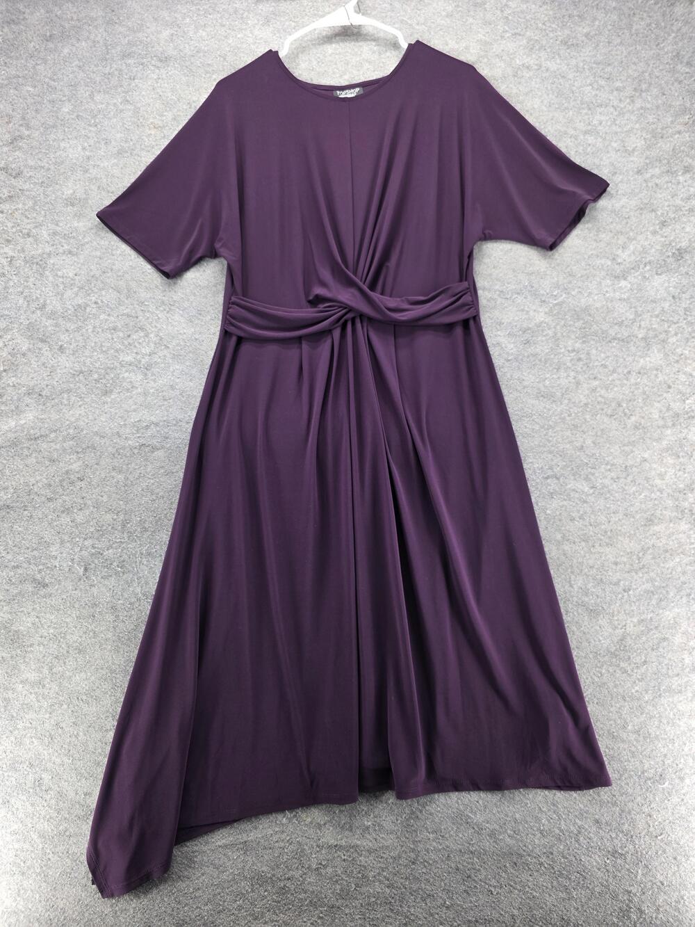Topshop Dress Womens 10 Purple Trapeze Swing Asymmetric Bow Jersey Casual